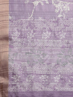 Thumbnail for Lavender Silk Blend Digital Print Floral Saree with Unstitched Blouse - Hiral Fashion - Distacart