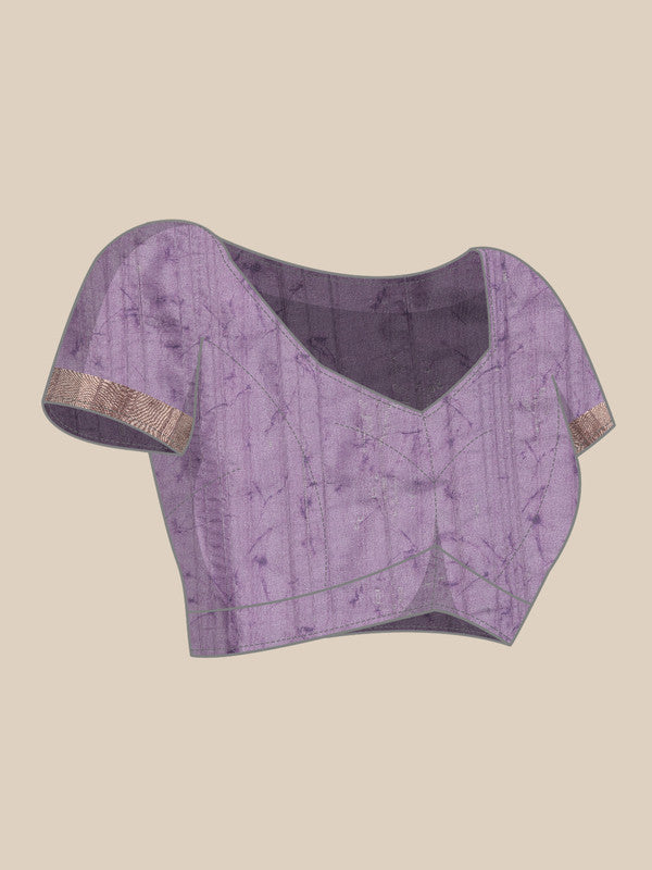 Lavender Silk Blend Digital Print Floral Saree with Unstitched Blouse - Hiral Fashion - Distacart