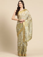 Thumbnail for Olive Silk Blend Digital Print Floral Saree with Unstitched Blouse - Hiral Fashion - Distacart