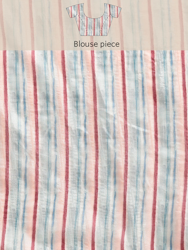 Multicolor Silk Blend Printed Geomatric Saree with Unstitched Blouse - Hiral Fashion - Distacart