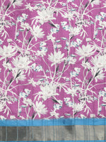 Thumbnail for Purple Silk Blend Digital Print Floral Saree with Unstitched Blouse - Hiral Fashion - Distacart