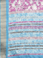 Thumbnail for Purple Silk Blend Digital Print Floral Saree with Unstitched Blouse - Hiral Fashion - Distacart