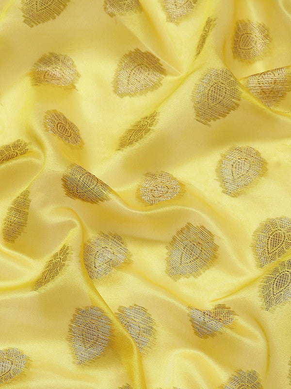 Yellow Art Silk Woven Zari Design Ethnic Motifs Saree with Unstitched Blouse - Hiral Fashion - Distacart