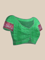 Thumbnail for Green Banarasi Silk Woven Zari Design Checked Saree with Unstitched Blouse - Hiral Fashion - Distacart