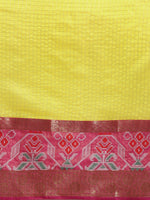 Thumbnail for Yellow Banarasi Silk Woven Zari Design Checked Saree with Unstitched Blouse - Hiral Fashion - Distacart