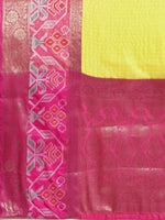 Thumbnail for Yellow Banarasi Silk Woven Zari Design Checked Saree with Unstitched Blouse - Hiral Fashion - Distacart