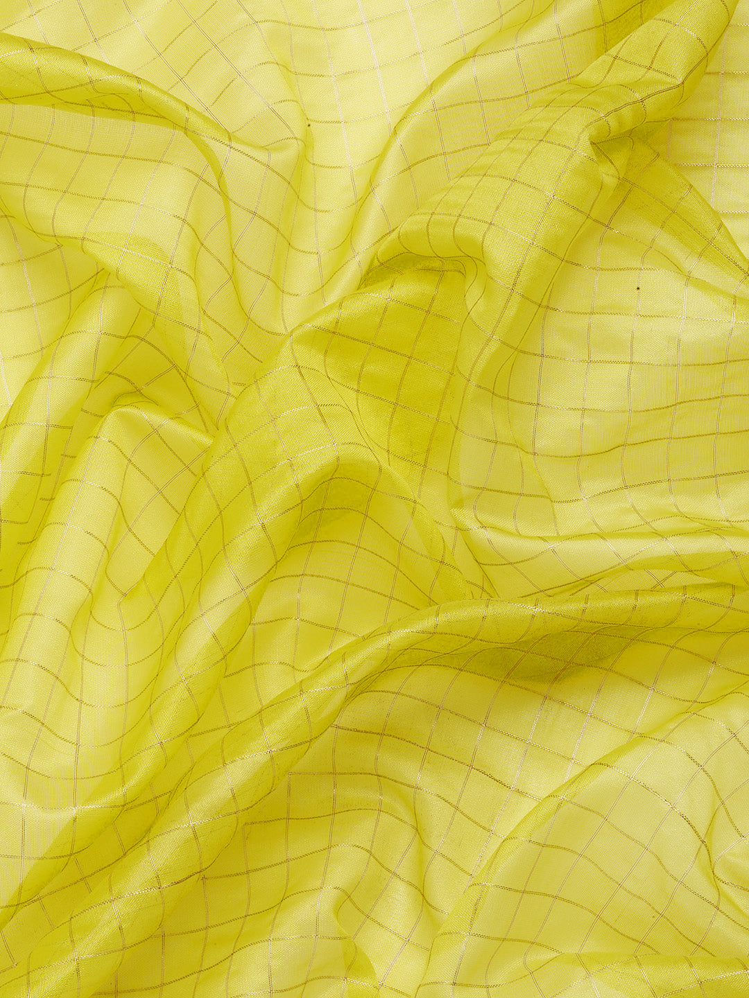 Yellow Banarasi Silk Woven Zari Design Checked Saree with Unstitched Blouse - Hiral Fashion - Distacart