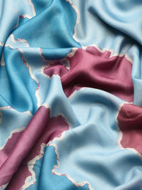Thumbnail for Aqua Silk Blend Printed Abstract Saree with Unstitched Blouse - Hiral Fashion