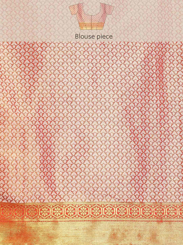 Pink Tissue Silk Woven Zari Design Floral Saree with Unstitched Blouse - Hiral Fashion - Distacart