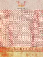 Thumbnail for Pink Tissue Silk Woven Zari Design Floral Saree with Unstitched Blouse - Hiral Fashion - Distacart