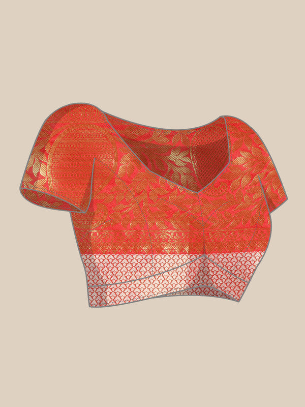 Yellow Tissue Silk Woven Zari Design Floral Saree with Unstitched Blouse - Hiral Fashion - Distacart