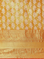 Thumbnail for Mustard Brocade Woven Zari Design Floral Saree with Unstitched Blouse - Hiral Fashion - Distacart