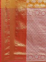 Thumbnail for Mustard Brocade Woven Zari Design Floral Saree with Unstitched Blouse - Hiral Fashion - Distacart