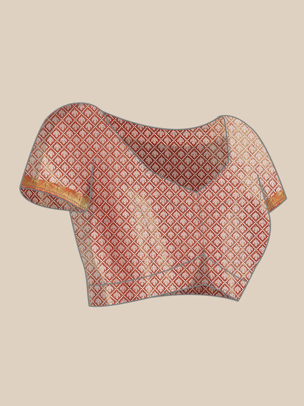 Green Brocade Woven Zari Design Floral Saree with Unstitched Blouse - Hiral Fashion - Distacart