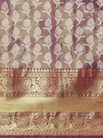 Thumbnail for Purple Brocade Woven Zari Design Floral Saree with Unstitched Blouse - Hiral Fashion - Distacart