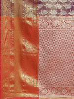 Thumbnail for Purple Brocade Woven Zari Design Floral Saree with Unstitched Blouse - Hiral Fashion - Distacart