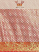 Thumbnail for Red Brocade Woven Zari Design Floral Saree with Unstitched Blouse - Hiral Fashion - Distacart