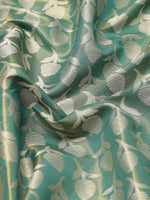 Thumbnail for Turquoise Brocade Woven Zari Design Floral Saree with Unstitched Blouse - Hiral Fashion - Distacart