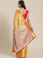 Thumbnail for Mustard Brocade Woven Zari Design Floral Saree with Unstitched Blouse - Hiral Fashion - Distacart