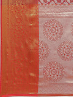 Thumbnail for Pink Brocade Woven Zari Design Floral Saree with Unstitched Blouse - Hiral Fashion - Distacart