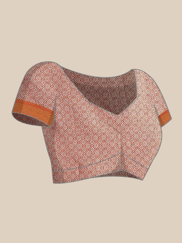 Pink Brocade Woven Zari Design Floral Saree with Unstitched Blouse - Hiral Fashion - Distacart