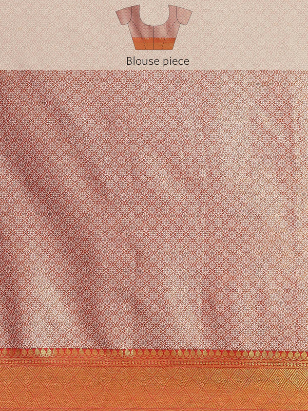 Pink Brocade Woven Zari Design Floral Saree with Unstitched Blouse - Hiral Fashion - Distacart