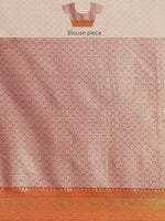 Thumbnail for Pink Brocade Woven Zari Design Floral Saree with Unstitched Blouse - Hiral Fashion - Distacart