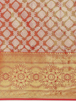 Thumbnail for Red Brocade Woven Zari Design Floral Saree with Unstitched Blouse - Hiral Fashion - Distacart