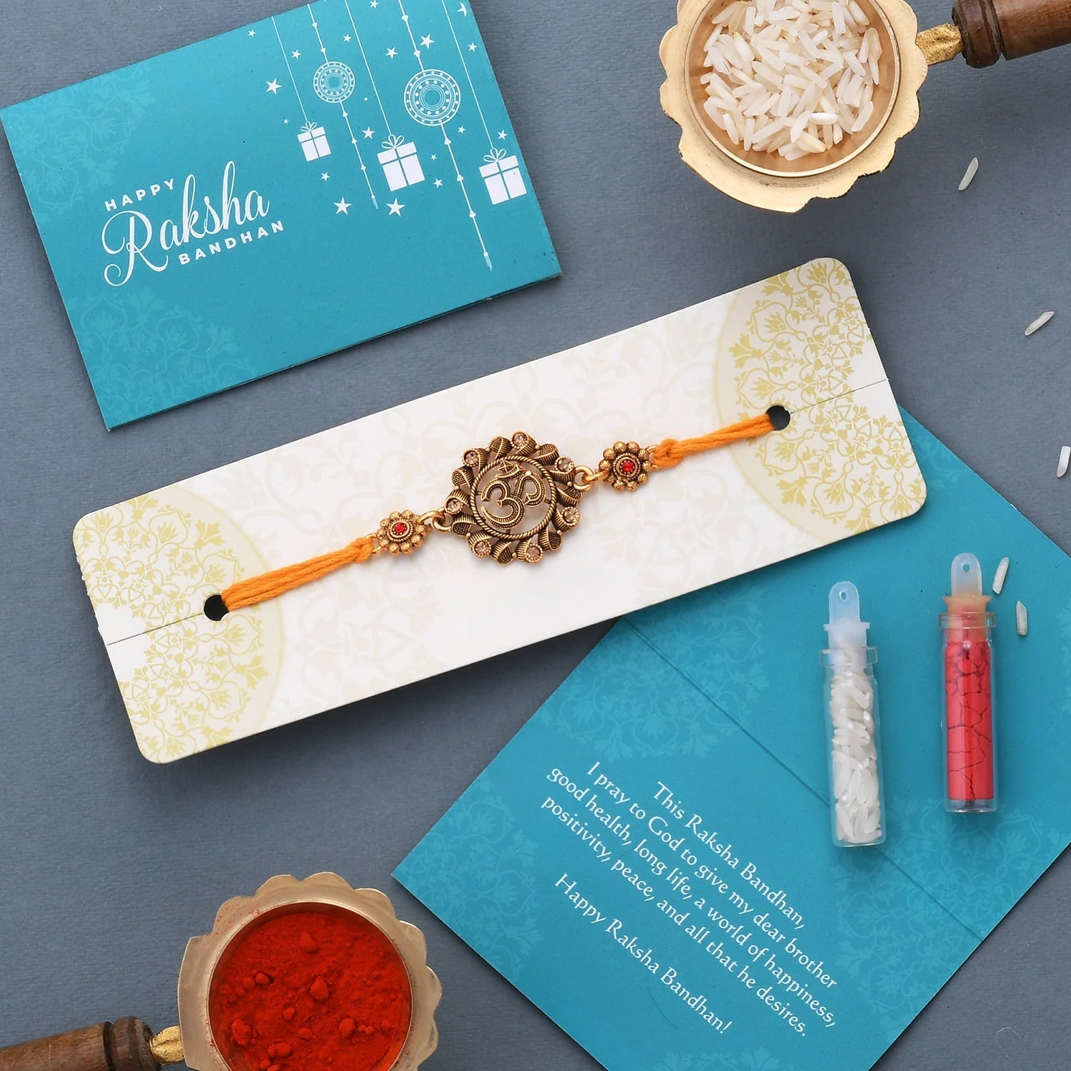 trueBrowns X Voylla Deity Inspired 'OM' Rakhi With Red Thread - Distacart