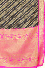 Thumbnail for Olive Banarasi Silk Woven Zari Design Striped Saree with Unstitched Blouse - Hiral Fashion - Distacart