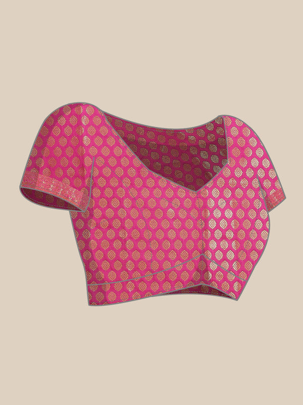 Yellow Silk Blend Woven Zari Design Striped Saree with Unstitched Blouse - Hiral Fashion - Distacart