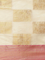 Thumbnail for Beige Jute Silk Woven Zari Design Geomatric Saree with Unstitched Blouse - Hiral Fashion - Distacart