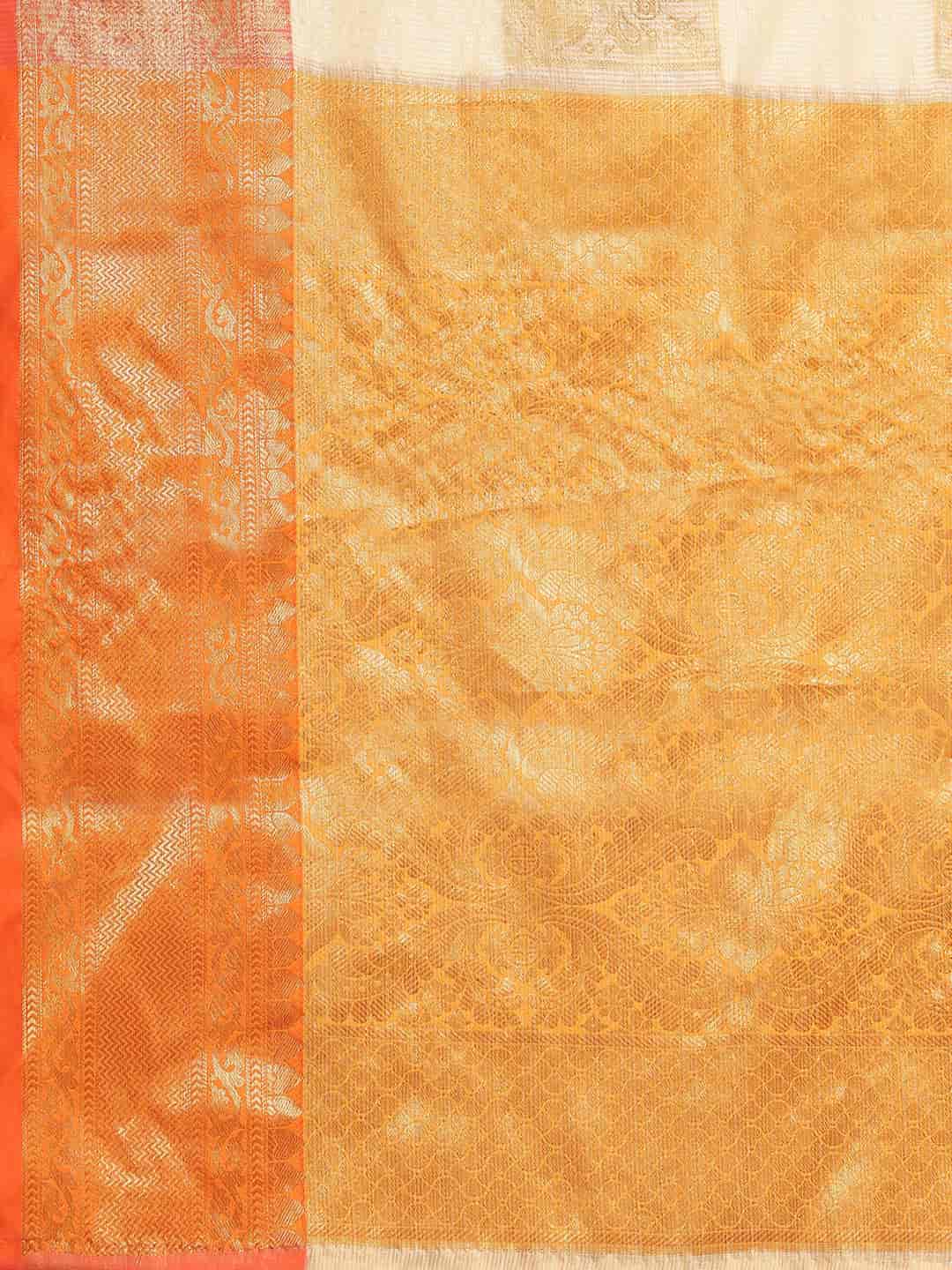 Beige Jute Silk Embellished Geomatric Saree with Unstitched Blouse - Hiral Fashion - Distacart