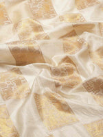 Thumbnail for Beige Jute Silk Embellished Geomatric Saree with Unstitched Blouse - Hiral Fashion - Distacart