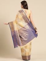 Thumbnail for Beige Jute Silk Woven Zari Design Geomatric Saree with Unstitched Blouse - Hiral Fashion - Distacart