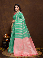 Thumbnail for Vedant Vastram Jacquard Work Fancy Bollywood Saree - Seegreen - Distacart