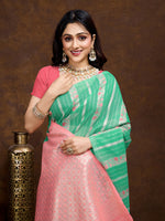 Thumbnail for Vedant Vastram Jacquard Work Fancy Bollywood Saree - Seegreen - Distacart