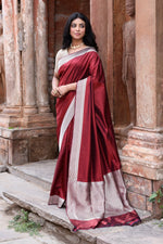 Thumbnail for Joban Fashion Maroon Red Colour Banarasi Katan Pure Handloom Banarasi Silk Saree