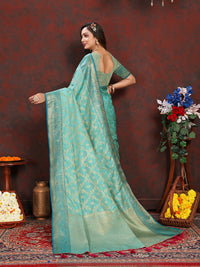Thumbnail for Lorenvalley Fashion Seagreen Soft Katan Silk Woven Design Zari Weaving Pallu Saree