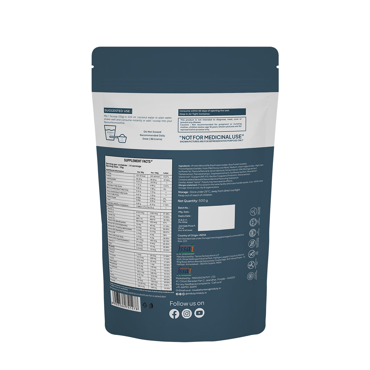 Miduty by Palak Notes Shapeme Up Plant Protein Powder - Distacart
