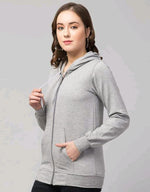 Thumbnail for PAVONINE Silver Color Casual Winter Wear Hoodie Sweatshirt For Girls - Distacart