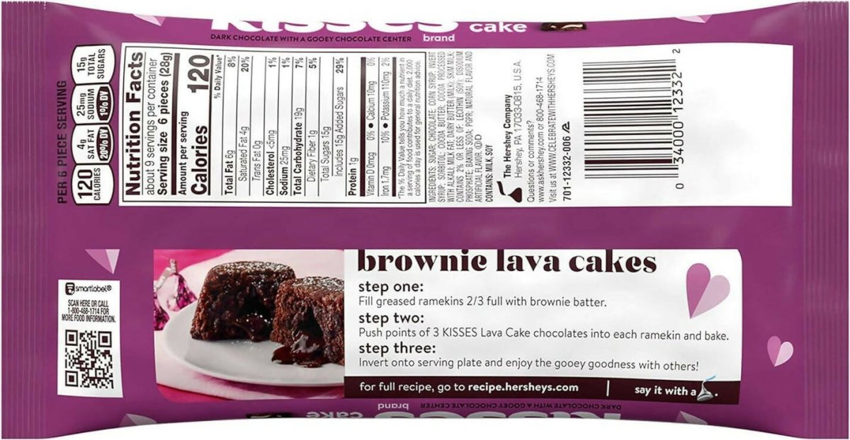 Ajfan Hershey's Kisses Lava Cake - Dark Chocolate With A Gooey Chocolate Center - Distacart