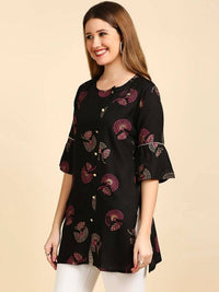 Thumbnail for Anubhutee Black & Golden Printed Straight Kurti - Distacart