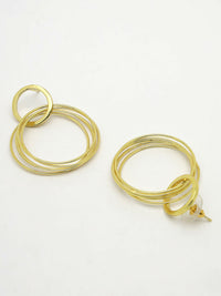 Thumbnail for NVR Women Golden Linked Round Circle Attached Drop Earrings - Distacart