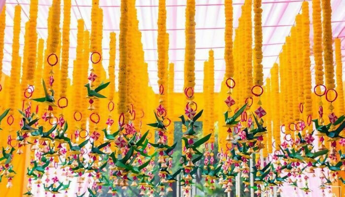 Shuddh Natural Hand Made Palm Leaf Fish & Lotus Hanging