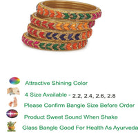 Thumbnail for Afast Bridal Wedding & Party Fashionable Colorful Glass Bangle/Kada Set, Pack Of 4 - Multicolor - Distacart