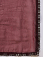 Thumbnail for Brown Organza Swaroski Diamond Work Saree with Unstitched Blouse - Radha - Distacart