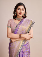 Thumbnail for Vedant Vastram Soft Litchi Silk Kanjeevaram Silk Saree - Lavender - Distacart