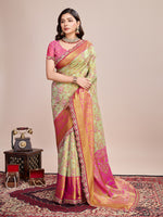 Thumbnail for Vedant Vastram Soft Litchi Silk Kanjeevaram Silk Saree - Pista - Distacart