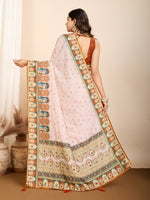 Thumbnail for Vedant Vastram Maslin Cotton Digital Printed & Embroidered Work Saree - Orange - Distacart